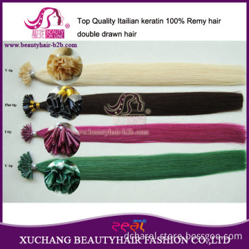 Double Drawn 100% Remy Hair Keratin Hair 4 Shapes Stick /Nail/Flat/V Tip (BHF-PK4S)